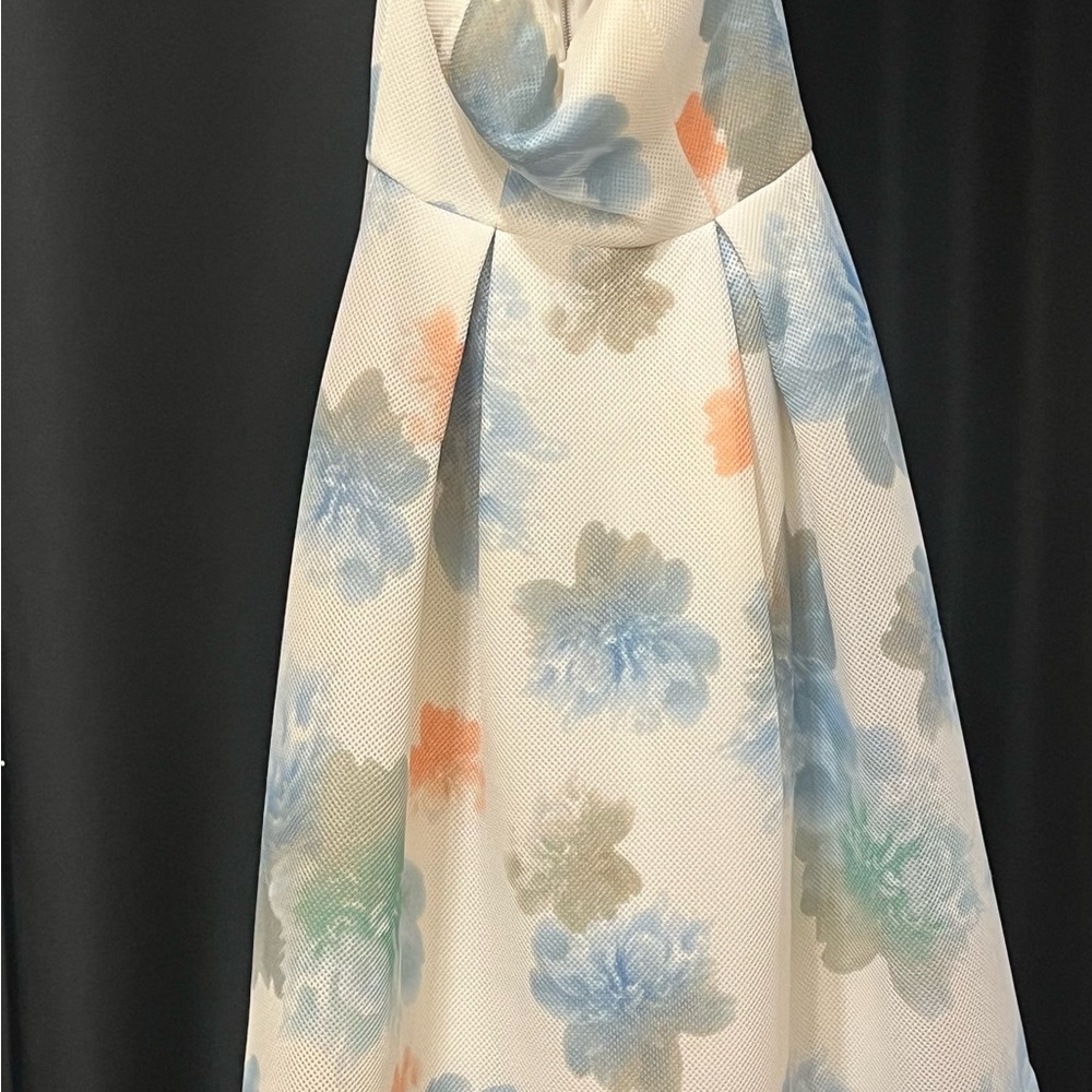 Calvin Klein Floral Midi Dress - White, Blue, Orange